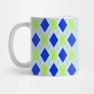 Blue and Green Argyle Mug